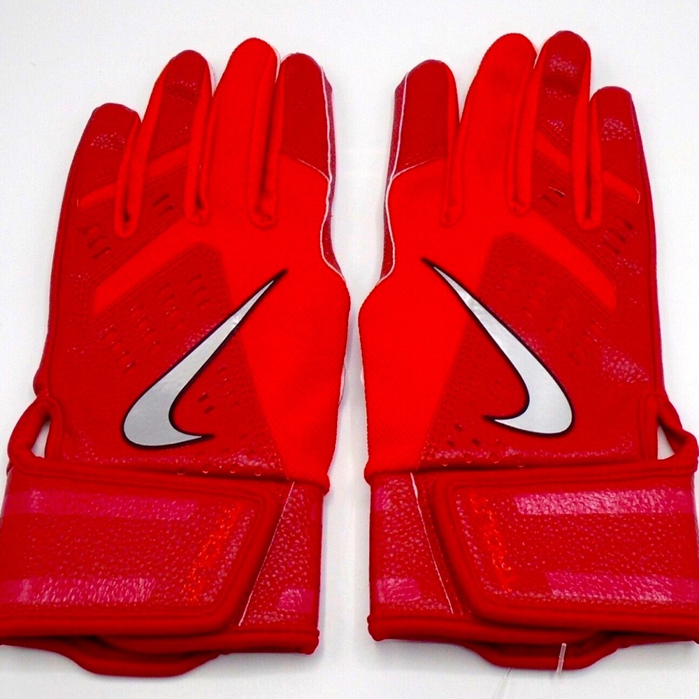 Nike Trout Force Edge Batting Gloves 2.0 Youth Large Red/Metallic Chrome